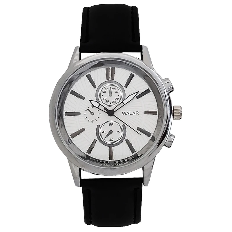 ساعت مچی عقربه‌ای مردانه والار مدل بندچرمی طرح سه موتور کد 3