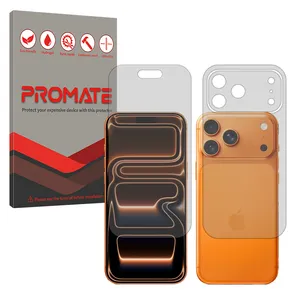 Promate transparent screen protector suitable for Apple iPhone 17 Pro Max Mobile phone along with the back protector