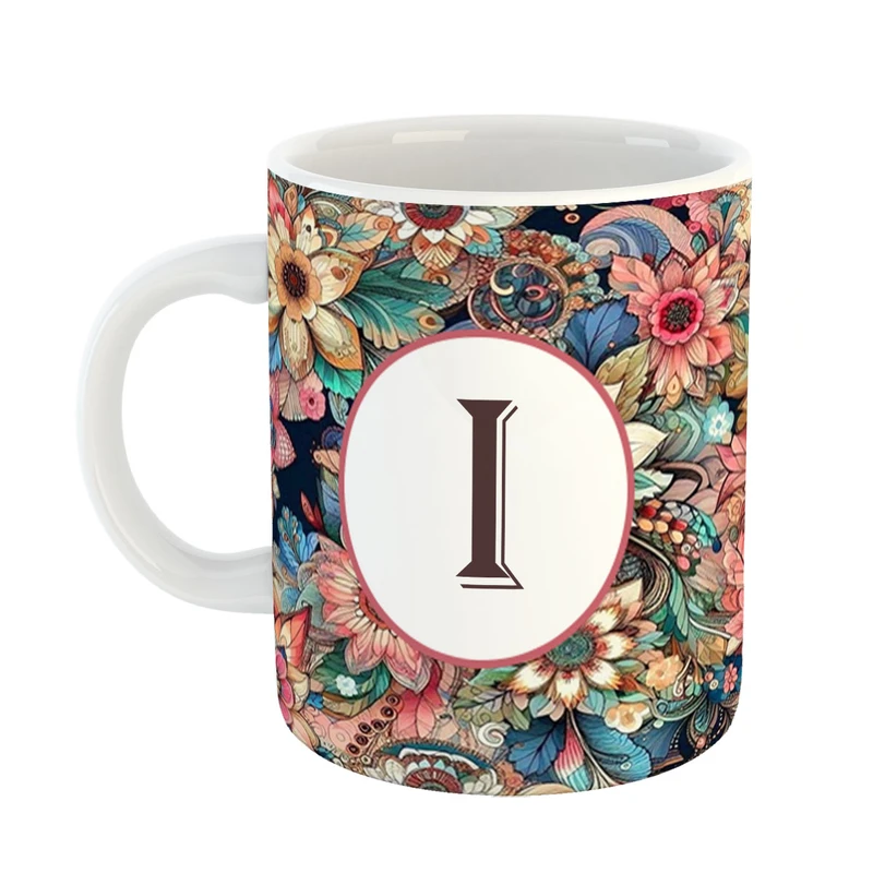 ماگ پادآفرین مدل فانتزی طرح حرف I کد 40