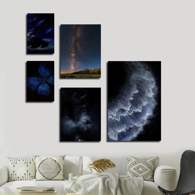 تابلو شاسی بکلیت طرح طبیعت و کهکشان مدل SH-3055 مجموعه 5 عددی