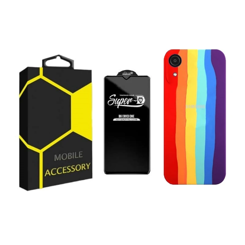کاور مدل Rainbow مناسب برای گوشی موبایل سامسونگ Galaxy A03 Core به همراه محافظ صفحه نمایش 