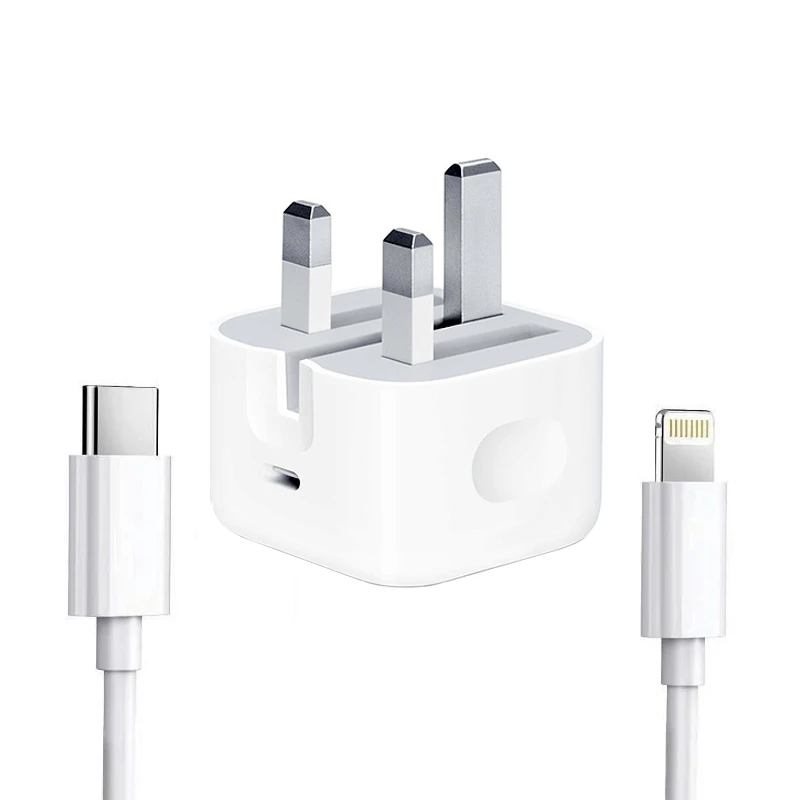 شارژر دیواری ۲۰ وات مدل سه پین به همراه کابل لایتنینگ 