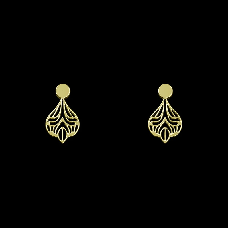 گوشواره طلا 18 عیار زنانه مدوپد مدل هندسی کد GA1-13893