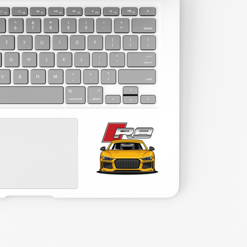 استیکر لپ تاپ بووم طرح ماشین مدل Audi R8 زرد کد JC30
