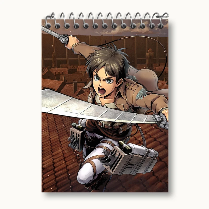 دفتر یادداشت 50 برگ خندالو مدل ارن انیمه اتک آن تایتان Attack on Titan کد 4844