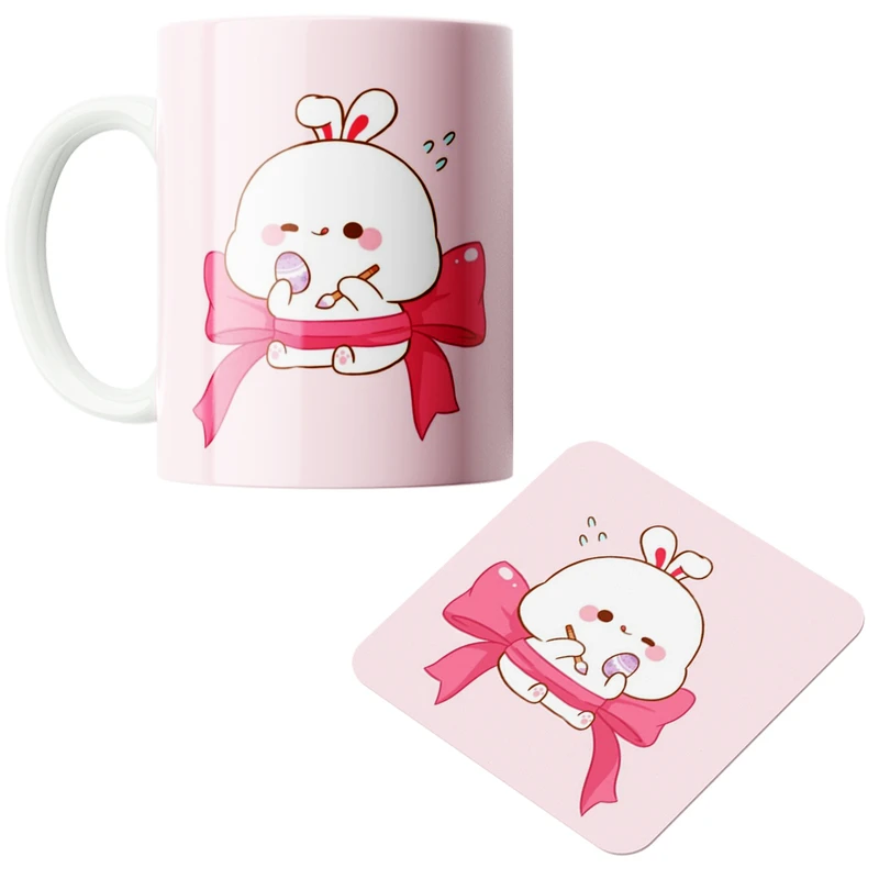 ماگ پاد آفرین مدل فانتزی کد  ۷۲ همراه با زیرلیوانی