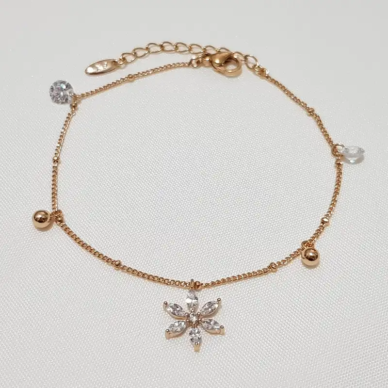 دستبند زنانه ژوپینگ مدل گل نگینی کد 3355