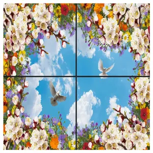 تایل سقفی آسمان مجازی طرح گل های رنگارنگ کد 0700 سایز 60x60 سانتی متر مجموعه 4 عددی