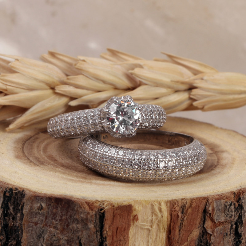 انگشتر نقره زنانه مدل حلقه وپشت حلقه AVN-R48 بسته 2 عددی انگشتر نقره زنانه مدل حلقه وپشت حلقه AVN-R48 بسته 2 عددی