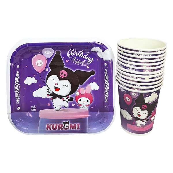 پیش دستی و لیوان یکبار مصرف مدل کرومی کد kuromiPG1 مجموعه 10 عددی