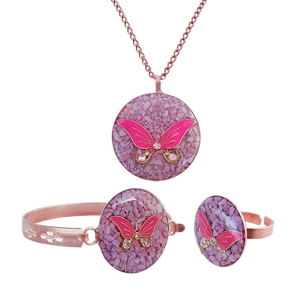 عکس شماره 6 : ست سه تکه زیورآلات دست ساز زنانه مدل پروانه کد jw567