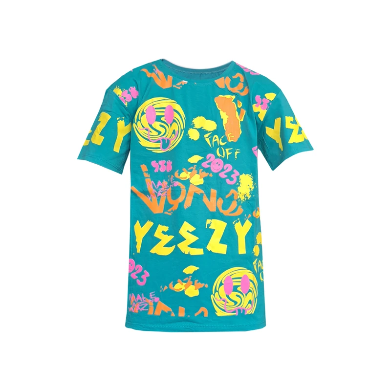 تی شرت آستین کوتاه پسرانه مدل PJ1098 رنگ آبی فیروزه ای