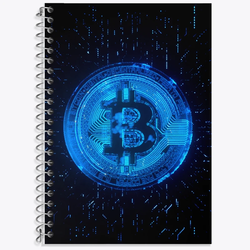 دفتر زبان 50 برگ خندالو مدل دو خط طرح بیت کوین (Bitcoin) کد F910