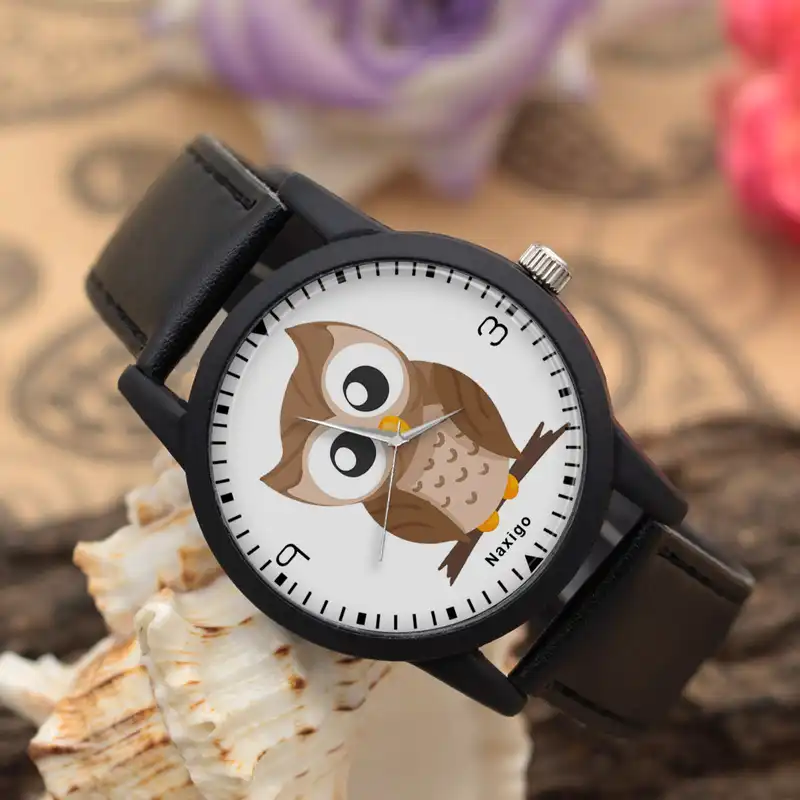 ساعت مچی عقربه ای ناکسیگو طرح جغد کد LF4253