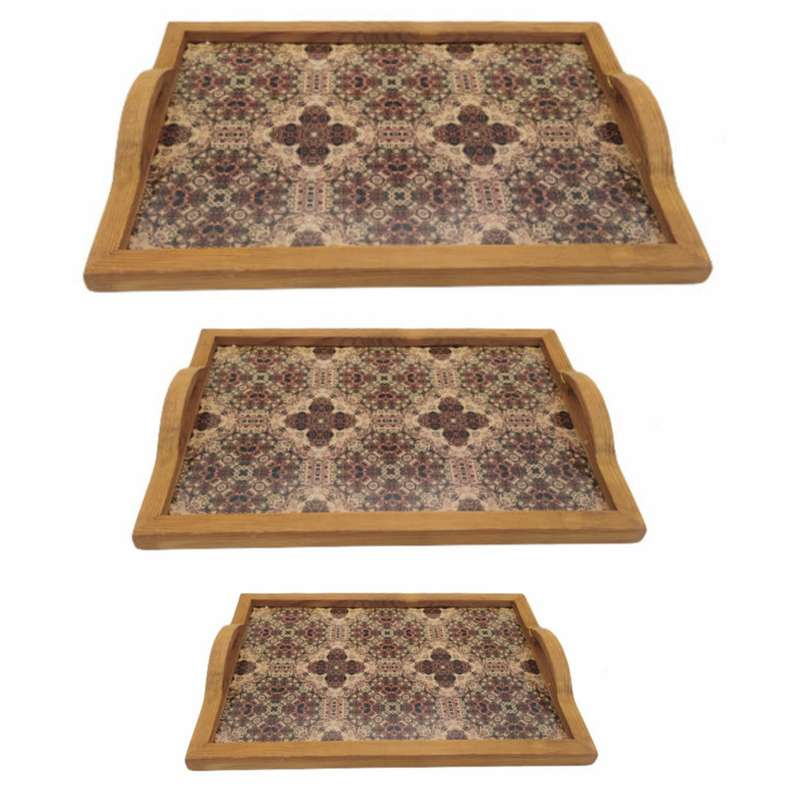 سینی مدل چوبی کد S103 مجموعه 3 عددی
