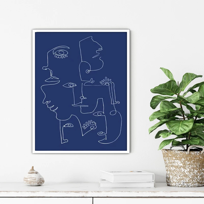 تابلو آتریسا طرح لاین آرت چهره مدرن مدل ATFL24 فریم سفید