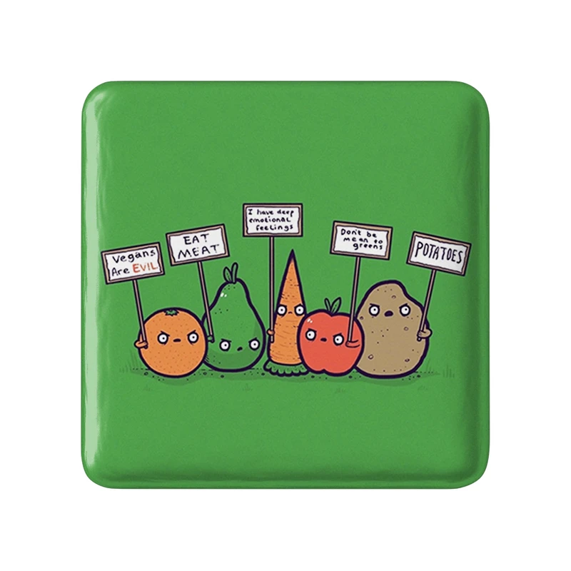 مگنت خندالو طرح وگن Vegan مدل مربعی کد 31129