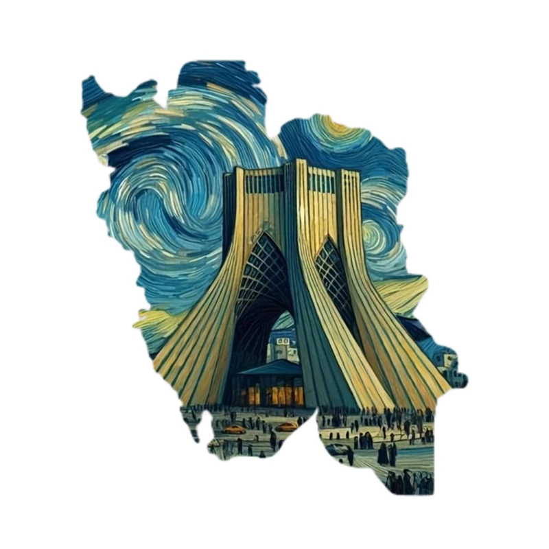 استیکر پارچه و لباس پاد آفرین مدل میدان آزادی نقاشی ونگوک کد 2560