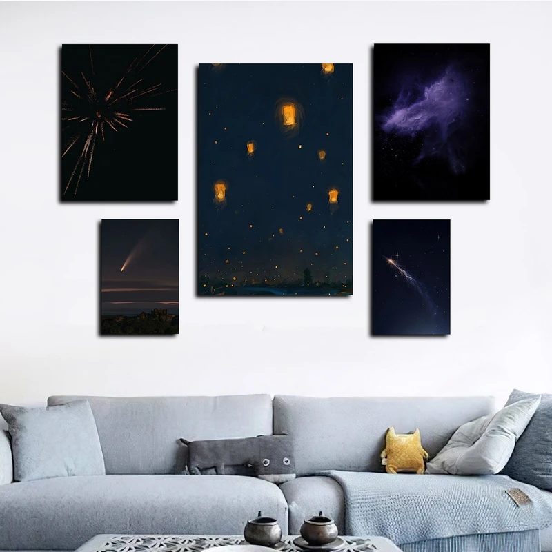 تابلو شاسی بکلیت طرح کهکشان و شهاب سنگ و بالن مدل SH-3062 مجموعه 5 عددی