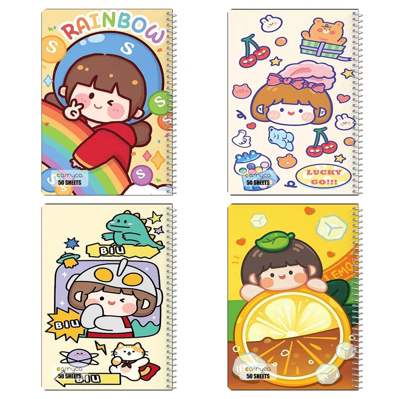 دفتر نقاشي 50 برگ کارنيکا طرح دختر خندون Smiling Girl کد 34619 مجموعه 4 عددی