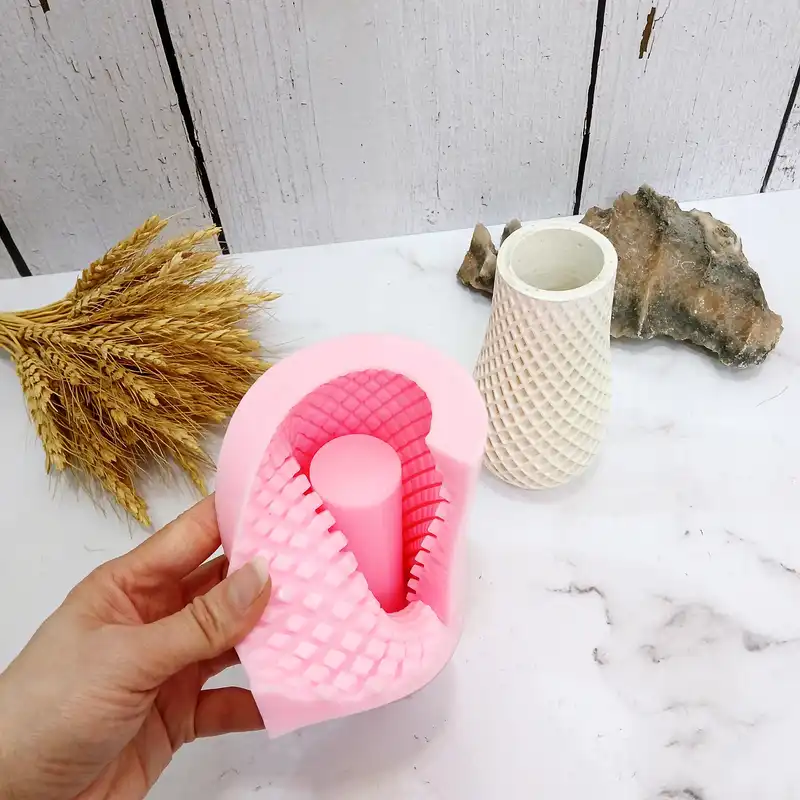 قالب شمع مدل گلدان استوانه طرح مشبک