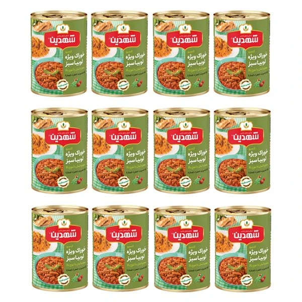 کنسرو خوراک ویژه لوبیا سبز شهدین - 370 گرم بسته 12 عددی