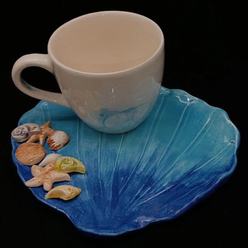 ست فنجان و نعلبکی سرامیکی هیوا طرح صدف کد 21429174