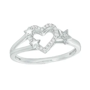 انگشتر نقره زنانه قیراط طرح قلب و ستاره کد GH4237