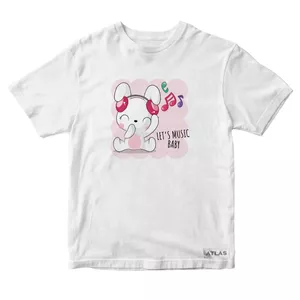 تی شرت آستین کوتاه دخترانه مدل خرگوش کد SH037 رنگ سفید