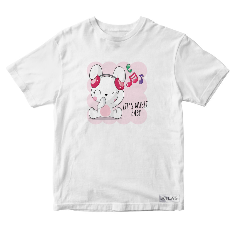 تی شرت آستین کوتاه دخترانه مدل خرگوش کد SH037 رنگ سفید
