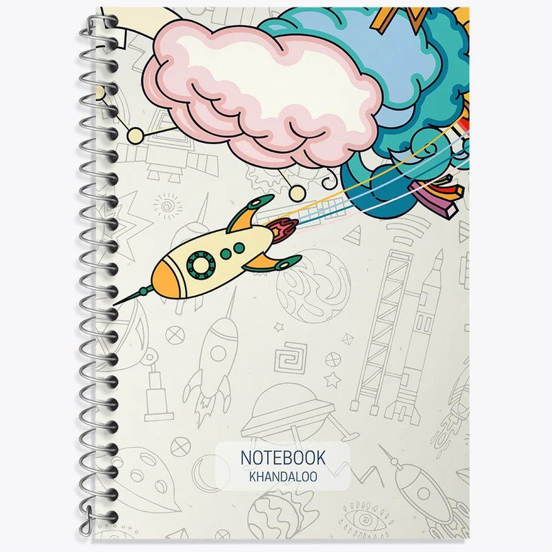 دفتر زبان 50 برگ خندالو مدل سه خط طرح فضایی کد N503