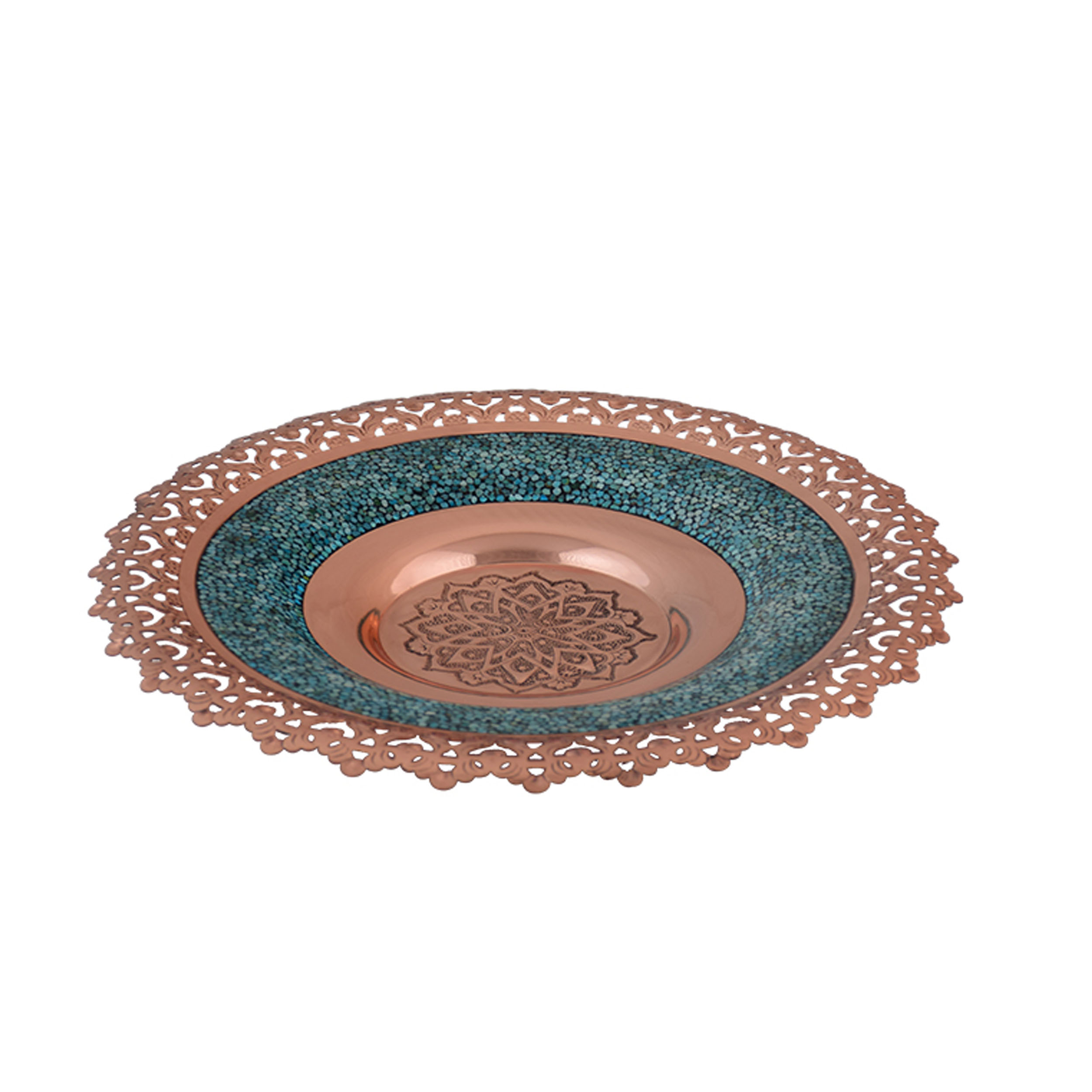AGHAJANI Handicrafts Turquoise inlaying Bowl and Plate code F0071 