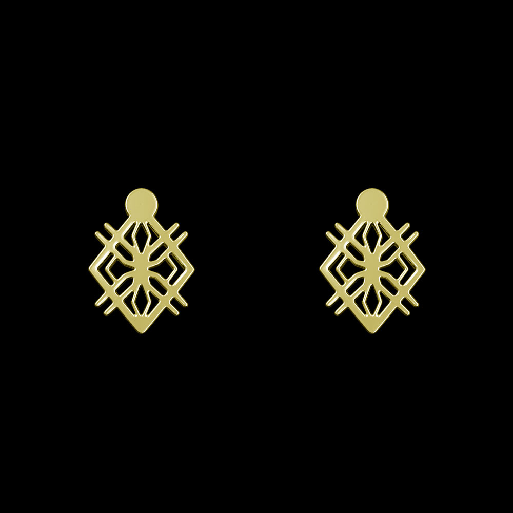 گوشواره طلا 18 عیار زنانه مدوپد مدل هندسی کد GA1-10071