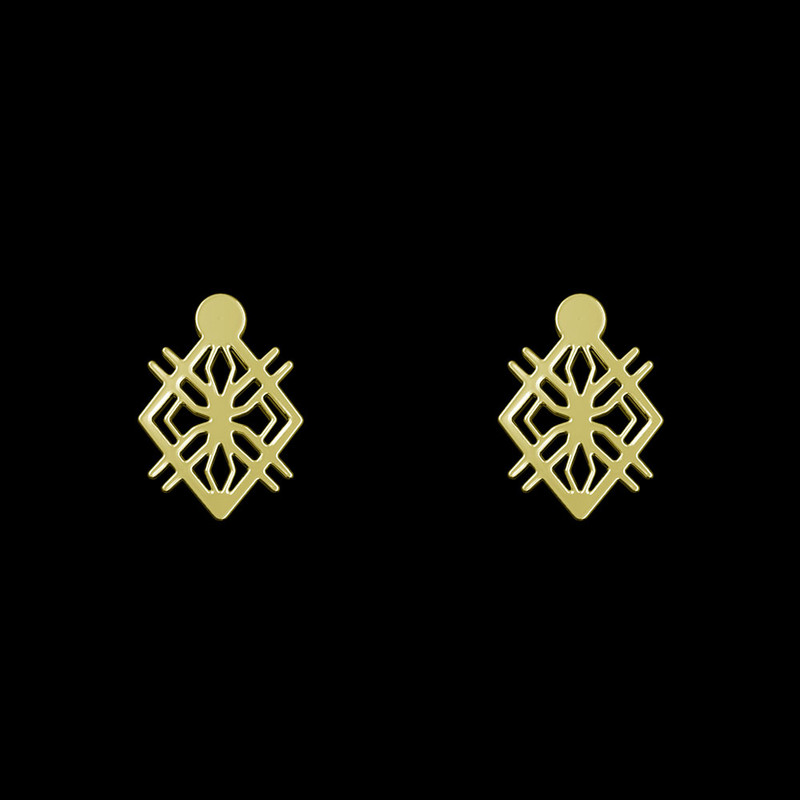 گوشواره طلا 18 عیار زنانه مدوپد مدل هندسی کد GA1-10071