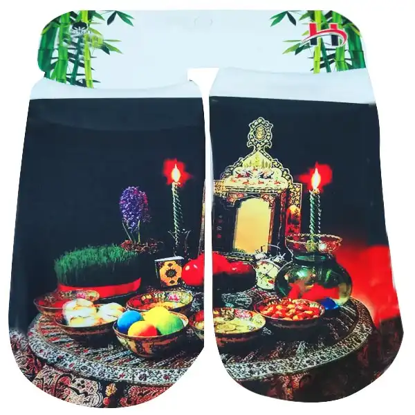 جوراب بچگانه مدل نوروز طرح هفت سین مجموعه 4 عددی