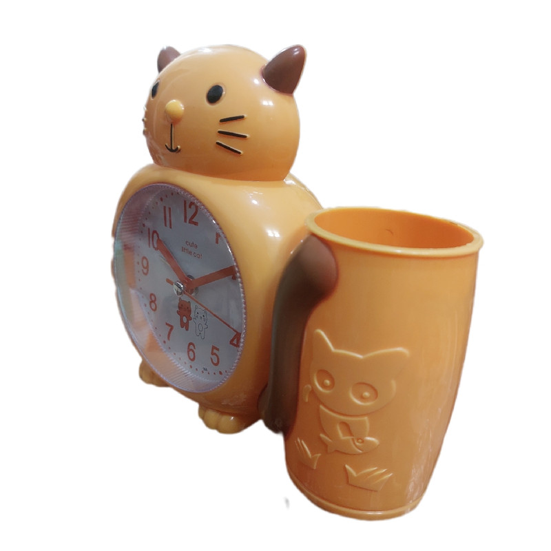 ساعت رومیزی کودک مدل جاقلمی فانتزی آلارم دار طرح گربه
