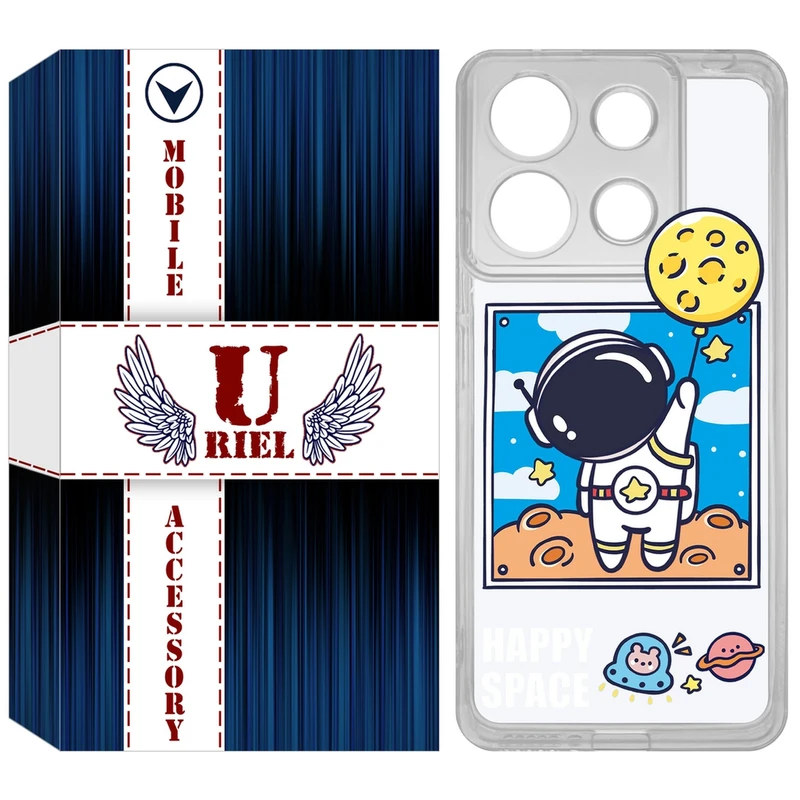 کاور یوریل  مدل Clear کد 7 طرح فضانورد مناسب برای گوشی موبایل شیائومی Redmi Note 13 4G