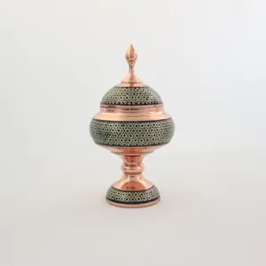 شکلات خوری خاتم کاری مسی مدل پایه دار