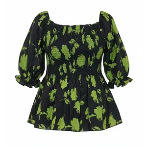 بلوز آستین سه ربع یقه خشتی زنانه مدل پریناز کد 78