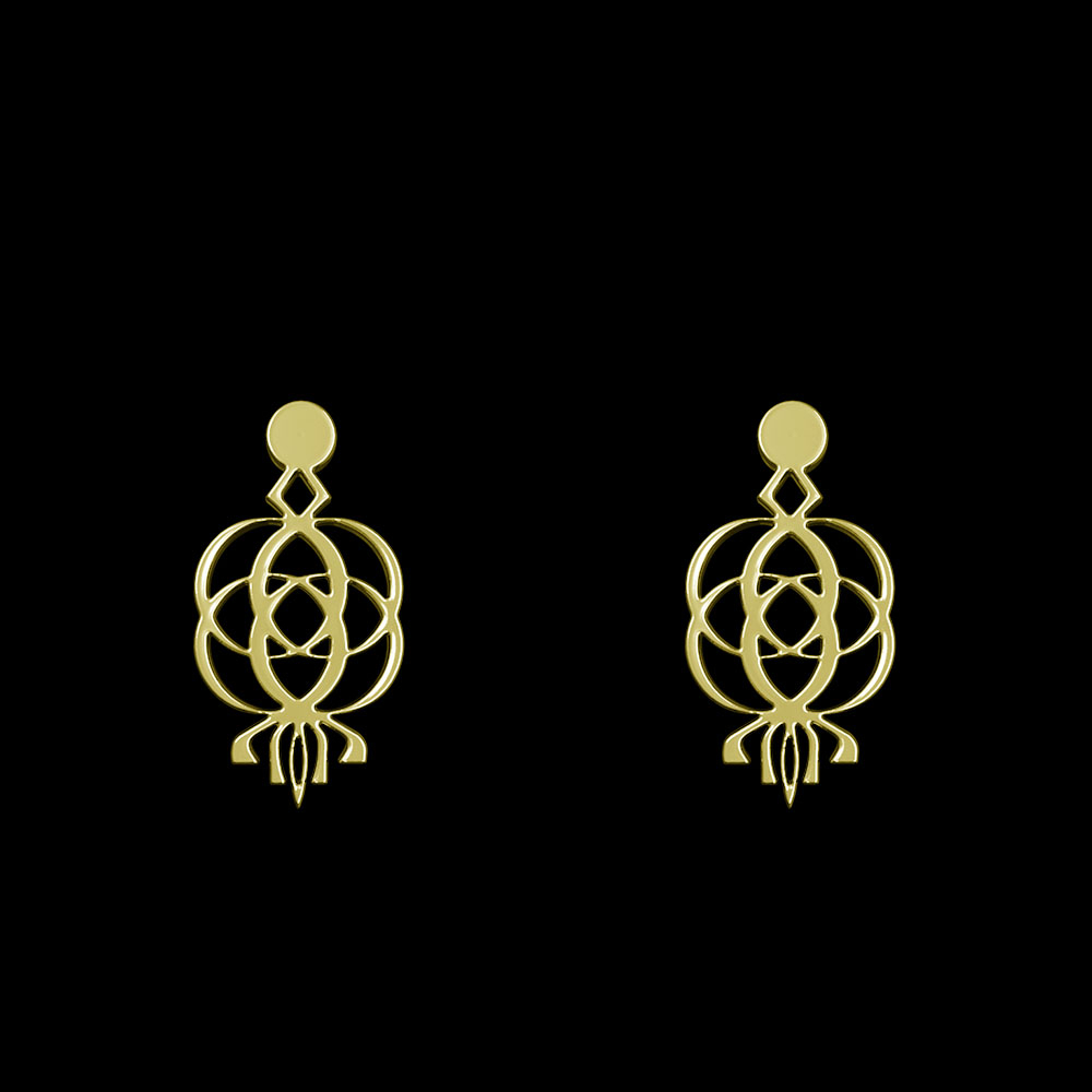 گوشواره طلا 18 عیار زنانه مدوپد مدل هندسی کد GA1-10241