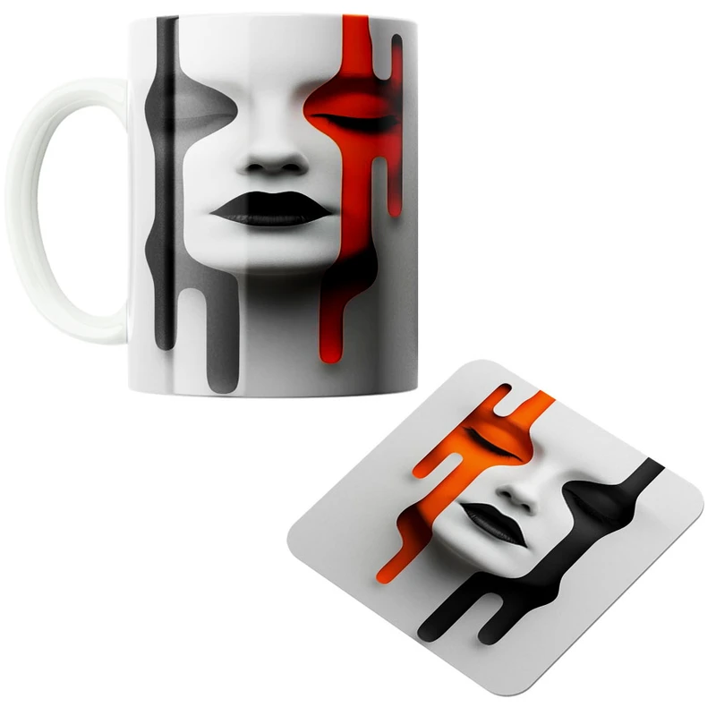 ماگ پاد آفرین مدل دختر کد 691 به همراه زیر لیوانی 