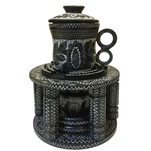 سرویس دمنوش ساز سنگی طرح گلسنگ مجموعه سه عددی