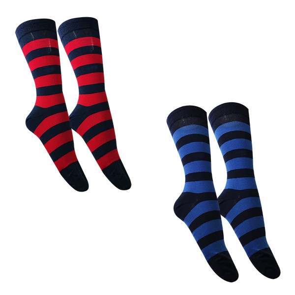 جوراب ساق بلند مردانه تن پوش هنگامه مدل راه راه بسته 2 عددی