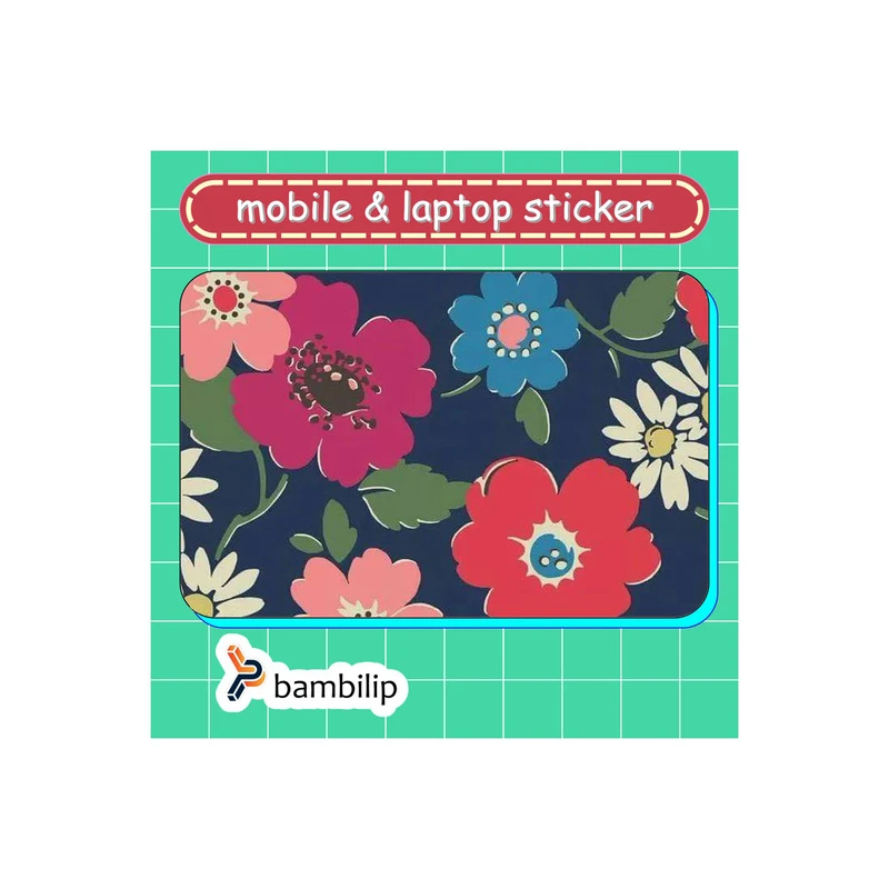 استیکر بامبیلیپ مدل کارت عابر طرح گل درشت زمینه سرمه ای کد 3725102