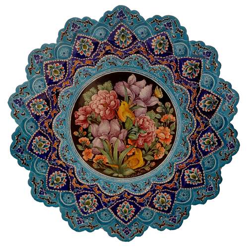 بشقاب میناکاری مسی کد136