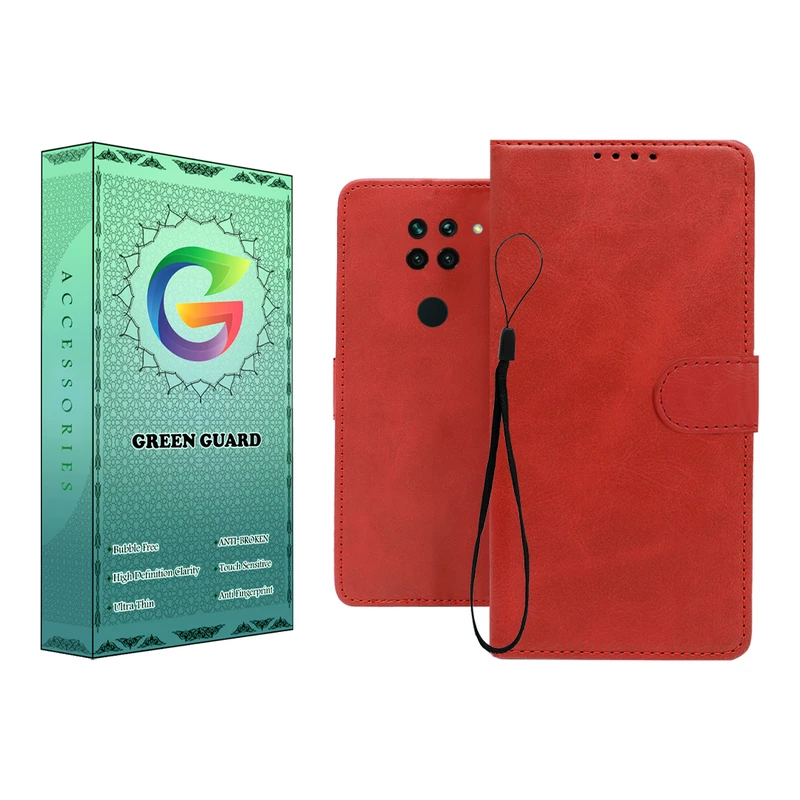 کیف کلاسوری گرین گارد طرح چرمی مدل Landing مناسب برای گوشی موبایل شیائومی Redmi Note 9 به همراه بند آویز