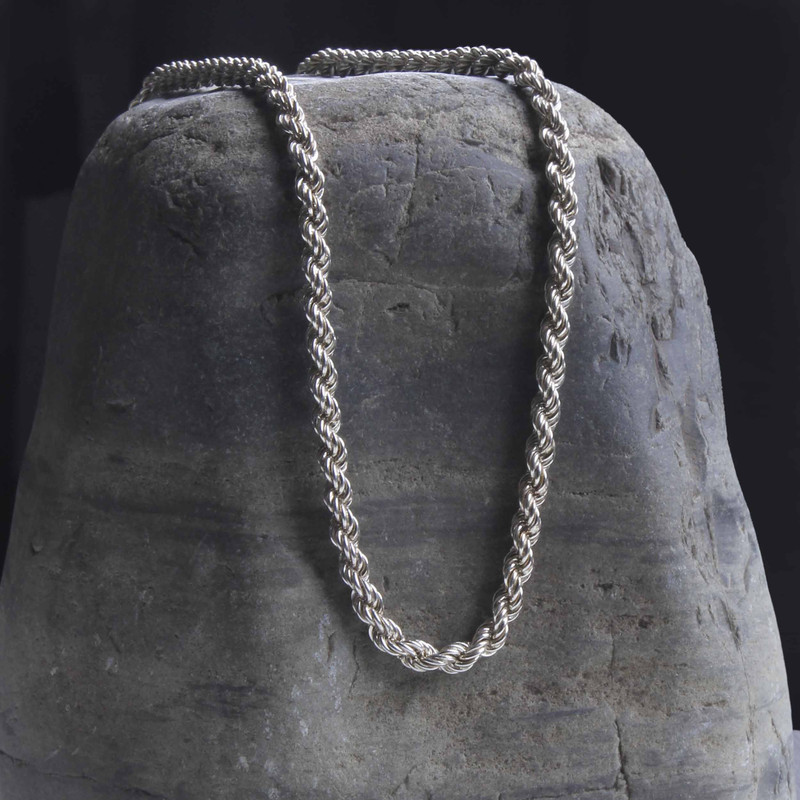 زنجیر نقره مردانه مدل مدل طنابی کد ZR-118