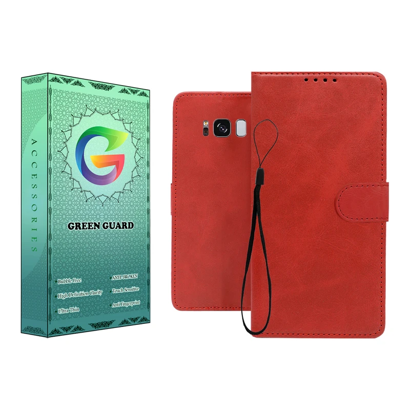 کیف کلاسوری گرین گارد طرح چرمی مدل Landing مناسب برای گوشی موبایل سامسونگ Galaxy S8 Plus به همراه بند آویز