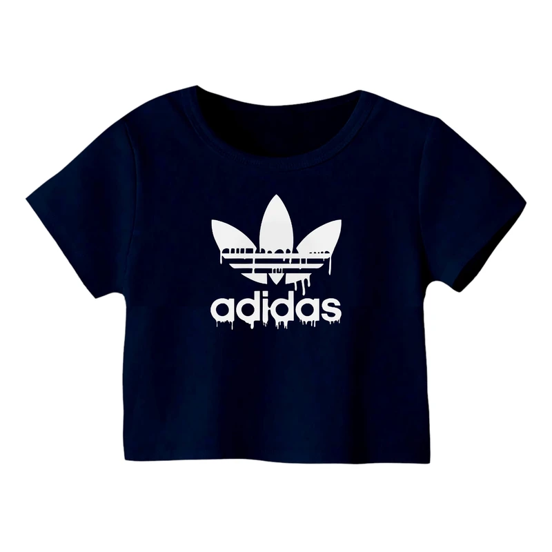 کراپ‌ تی‌شرت آستین کوتاه زنانه مدل لوگو‌ کد 17