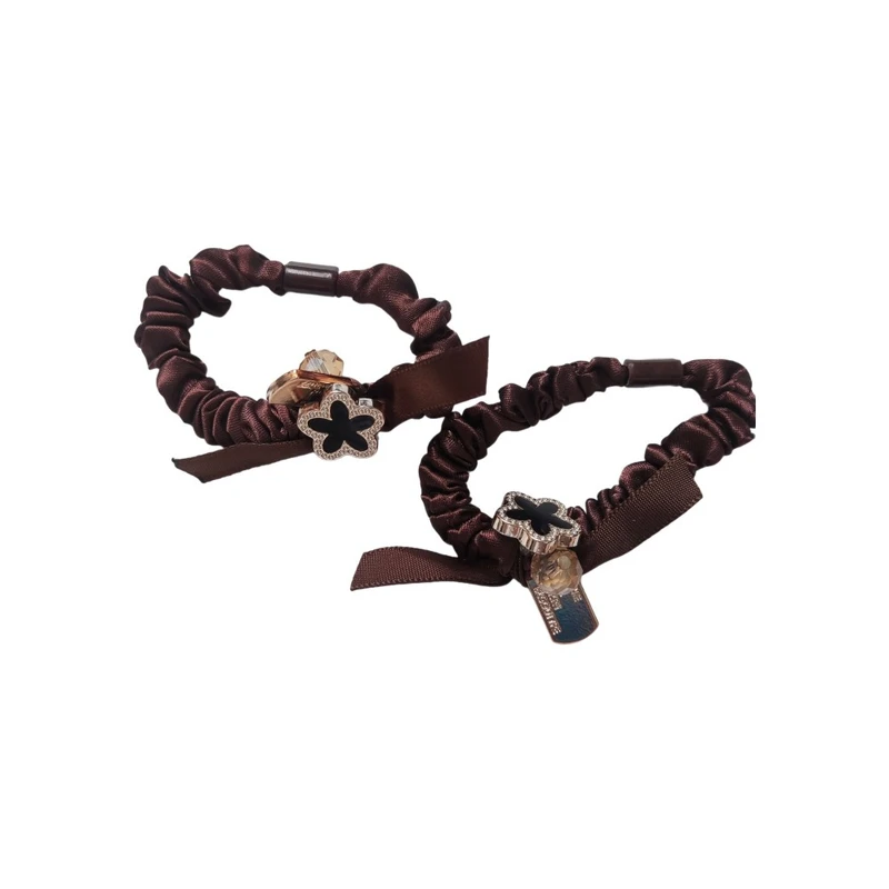 کش مو زنانه مدل ساتن پلاک و نگین بسته 2 عددی